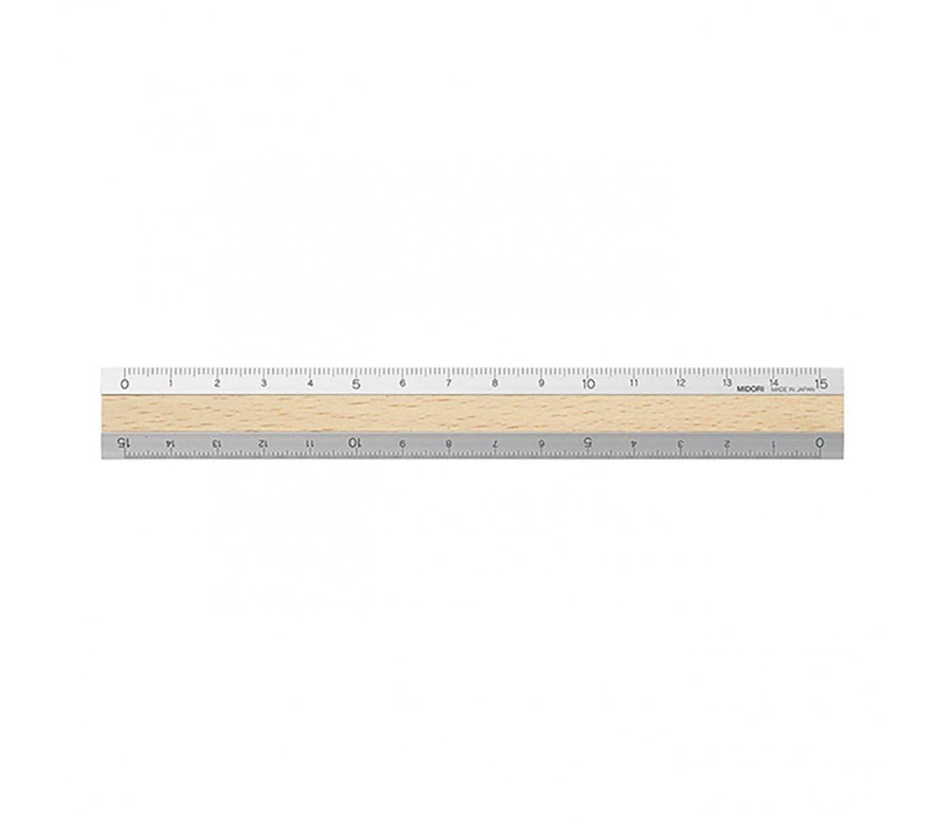 Midori Accessori LIGHT BROWN Aluminium & Wood Ruler 15 cm