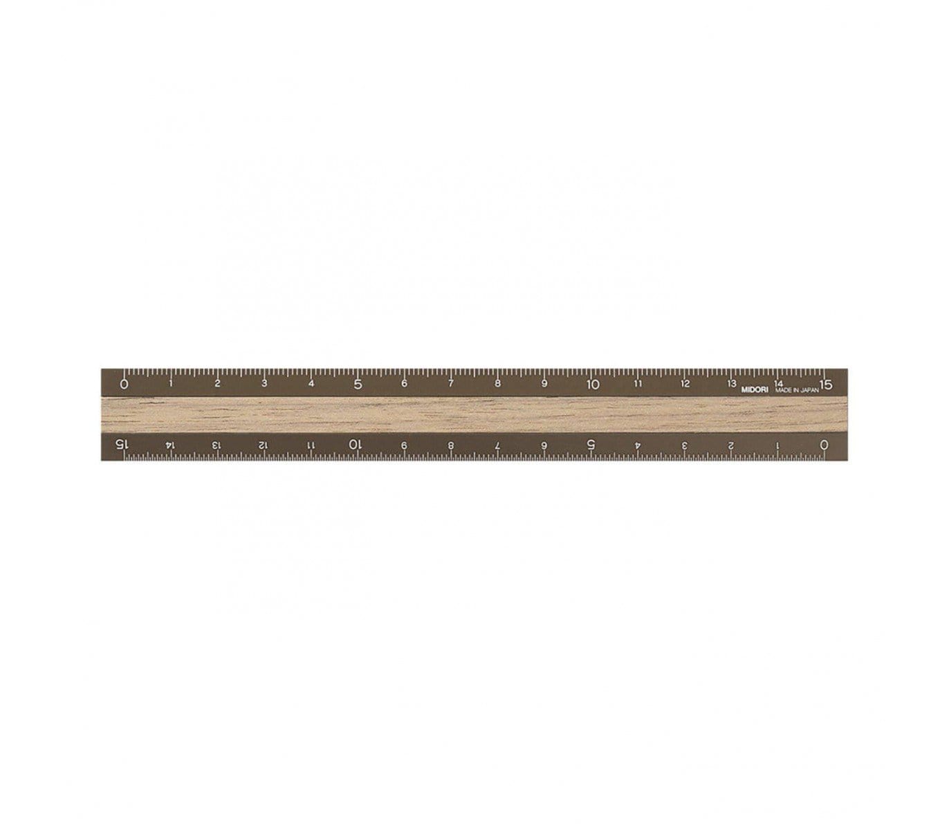 Midori Accessori BROWN Aluminium & Wood Ruler 15 cm