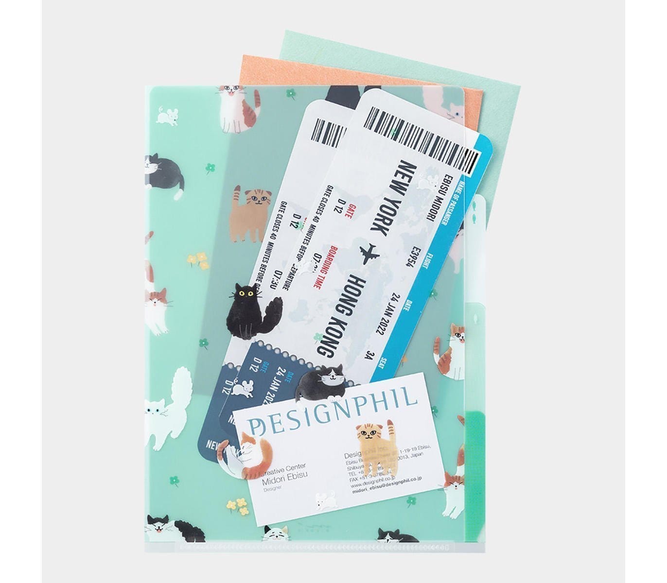 Midori Accessori Cartellina con 3 tasche Cats