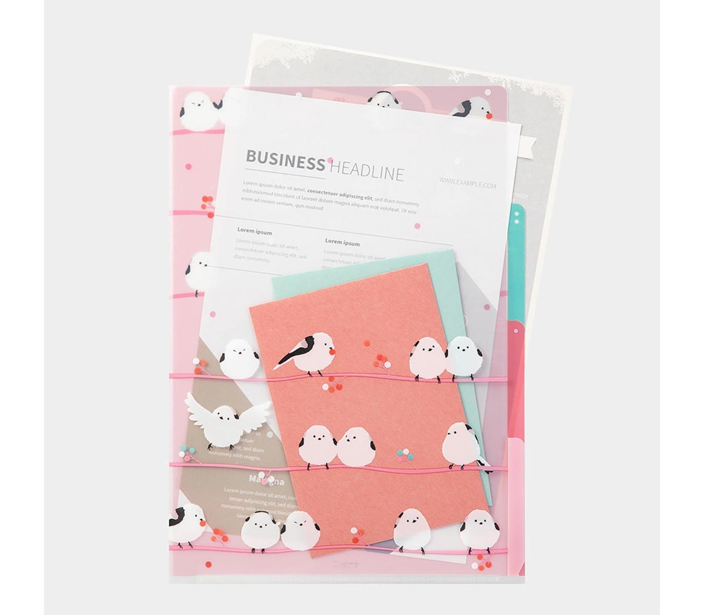 Midori Accessori Cartellina con 3 tasche Long-tailed Tits