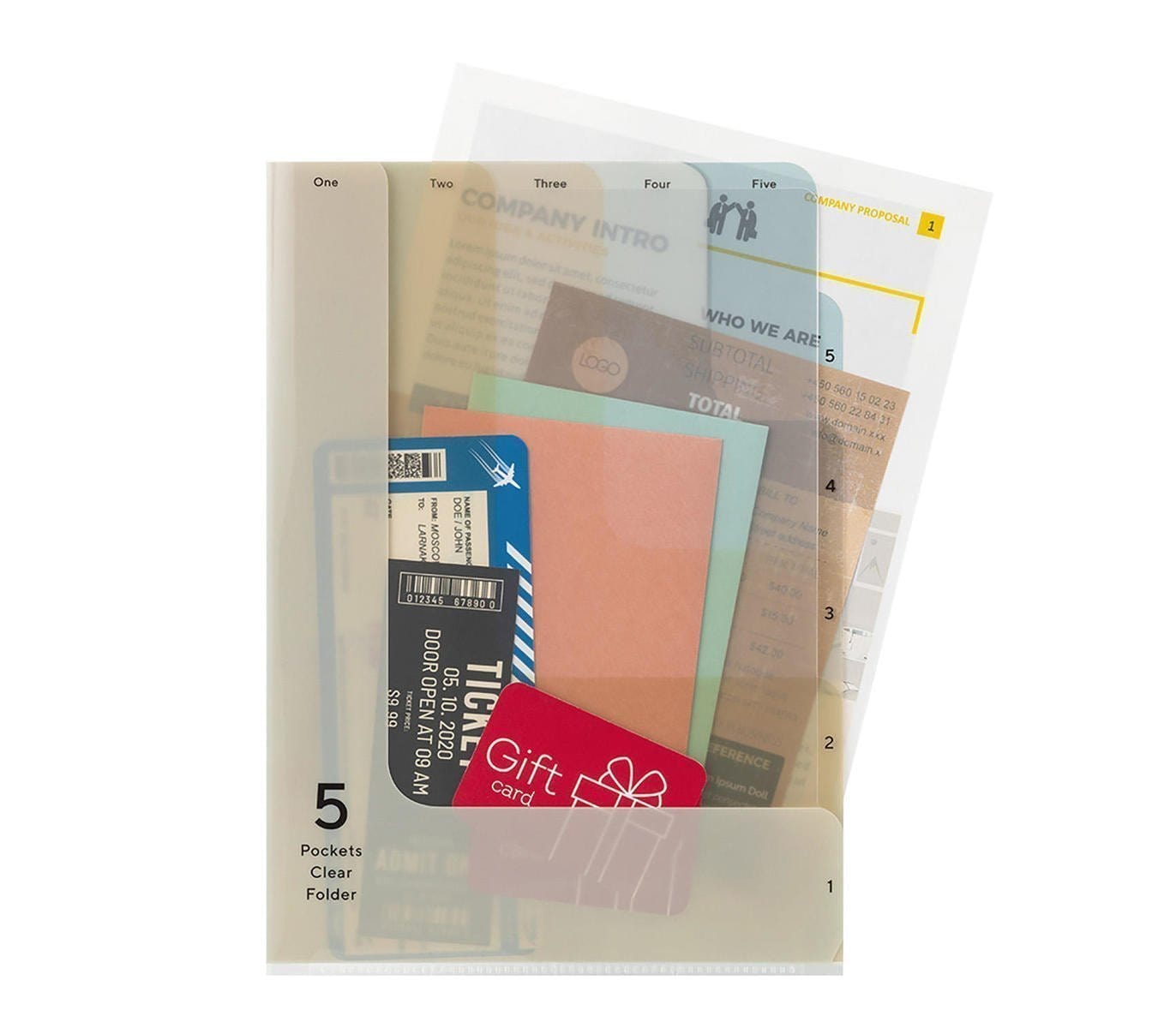 Midori Accessori Cartellina con 5 tasche 2-Way Beige