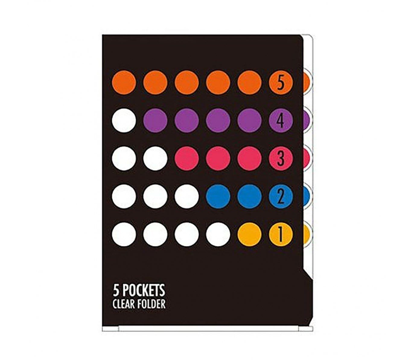 Midori Accessori Cartellina con 5 tasche Retro Number Black