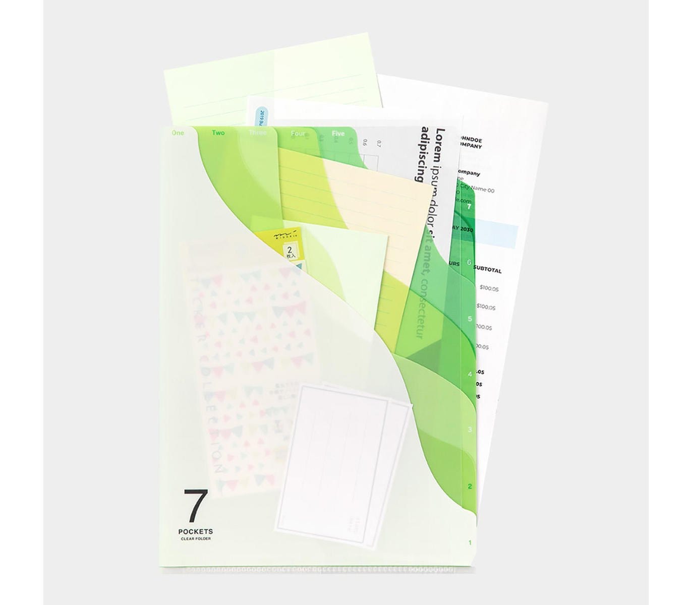 Midori Accessori Cartellina con tasche Weekly 7 Gradation Green