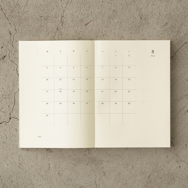 Midori Agenda Agenda MD Paper Notebook Diary 2026 Weekly A5 Thin