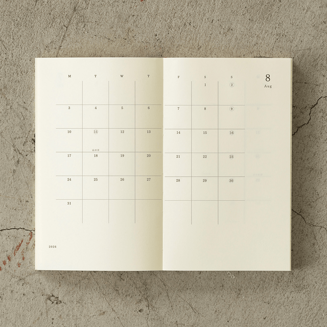 Midori Agenda Agenda MD Paper Notebook Diary 2026 Weekly B6 Slim