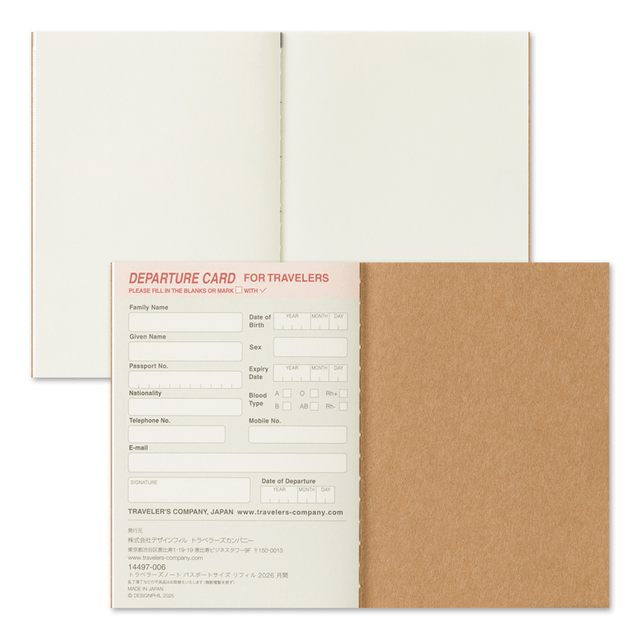 Traveler's Company Japan Agenda Agenda Traveler's Passport 2026 - Mensile