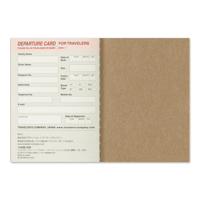 Traveler's Company Japan Agenda Agenda Traveler's Passport 2026 - Weekly