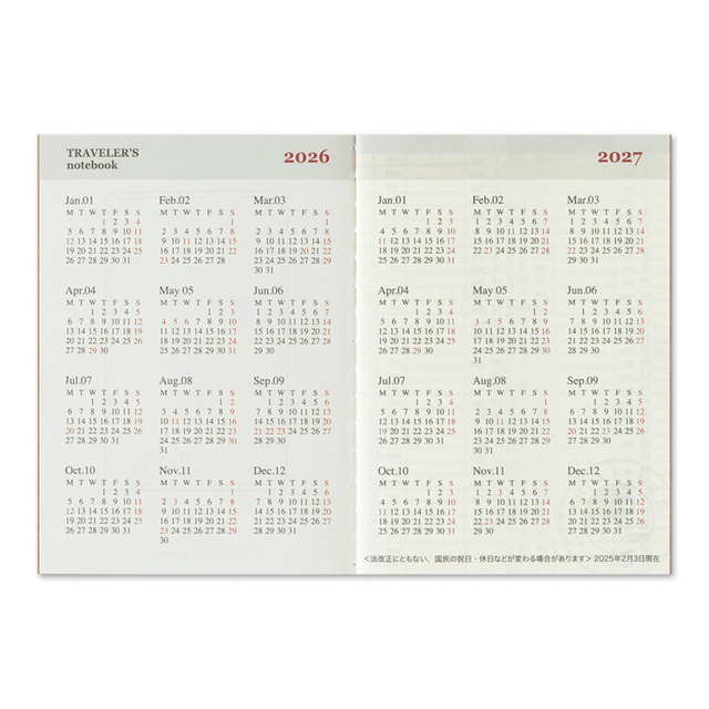 Traveler's Company Japan Agenda Agenda Traveler's Passport 2026 - Weekly