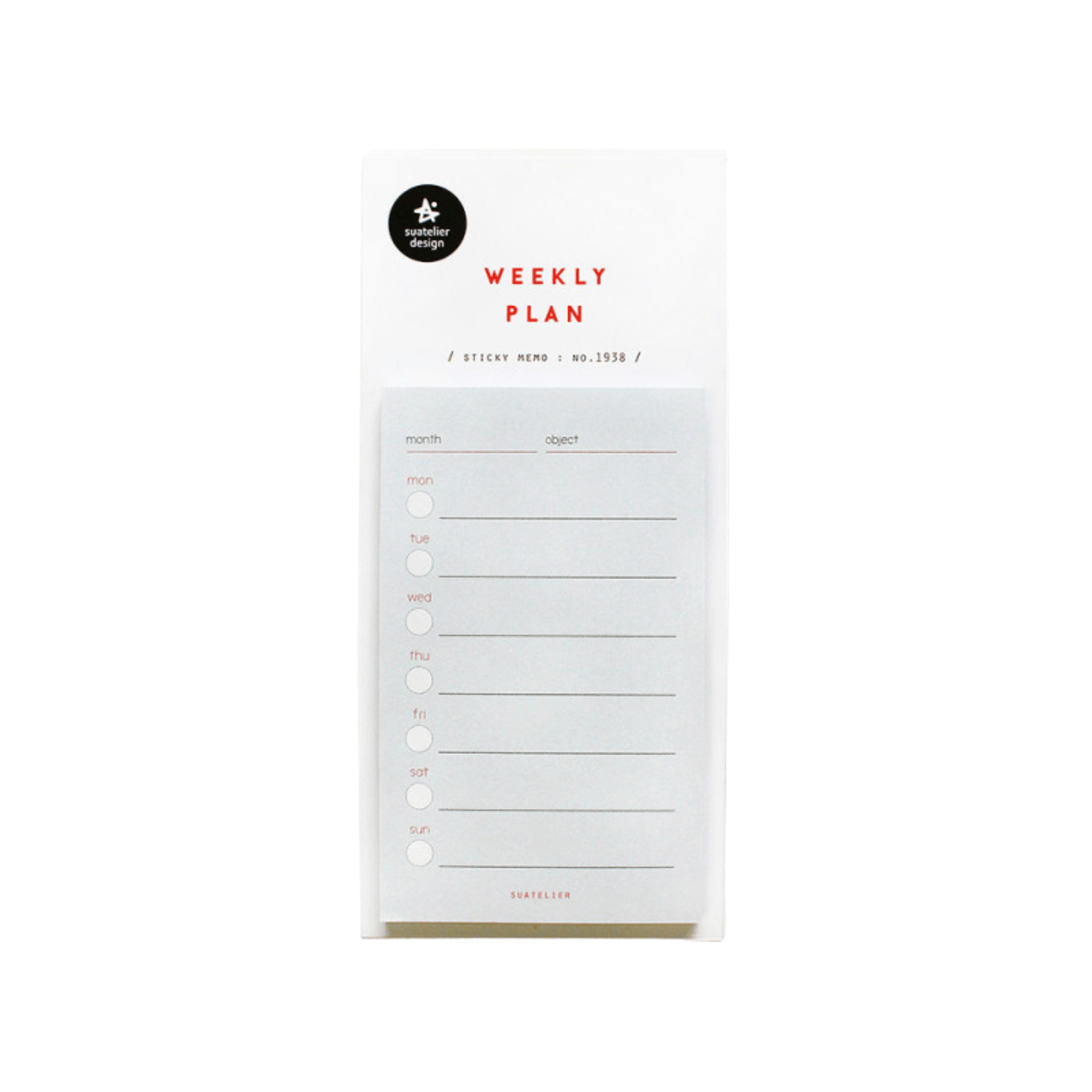 Suatelier Notes Sticky Memo - Weekly Plan