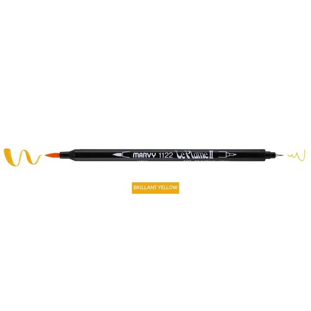 Marvy Penne BRILLANT YELLOW Le Plume II - Brush pen & Fineliner - doppia punta