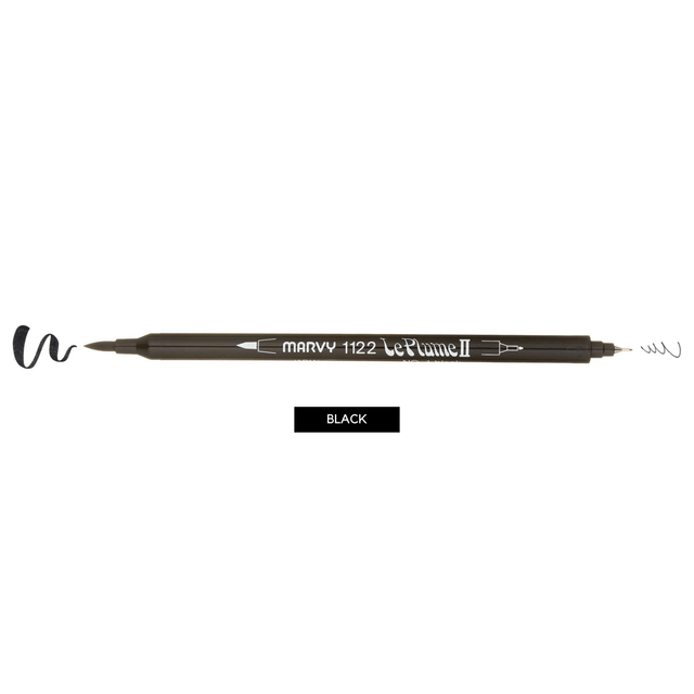 Marvy Penne BLACK Le Plume II - Brush pen & Fineliner - doppia punta