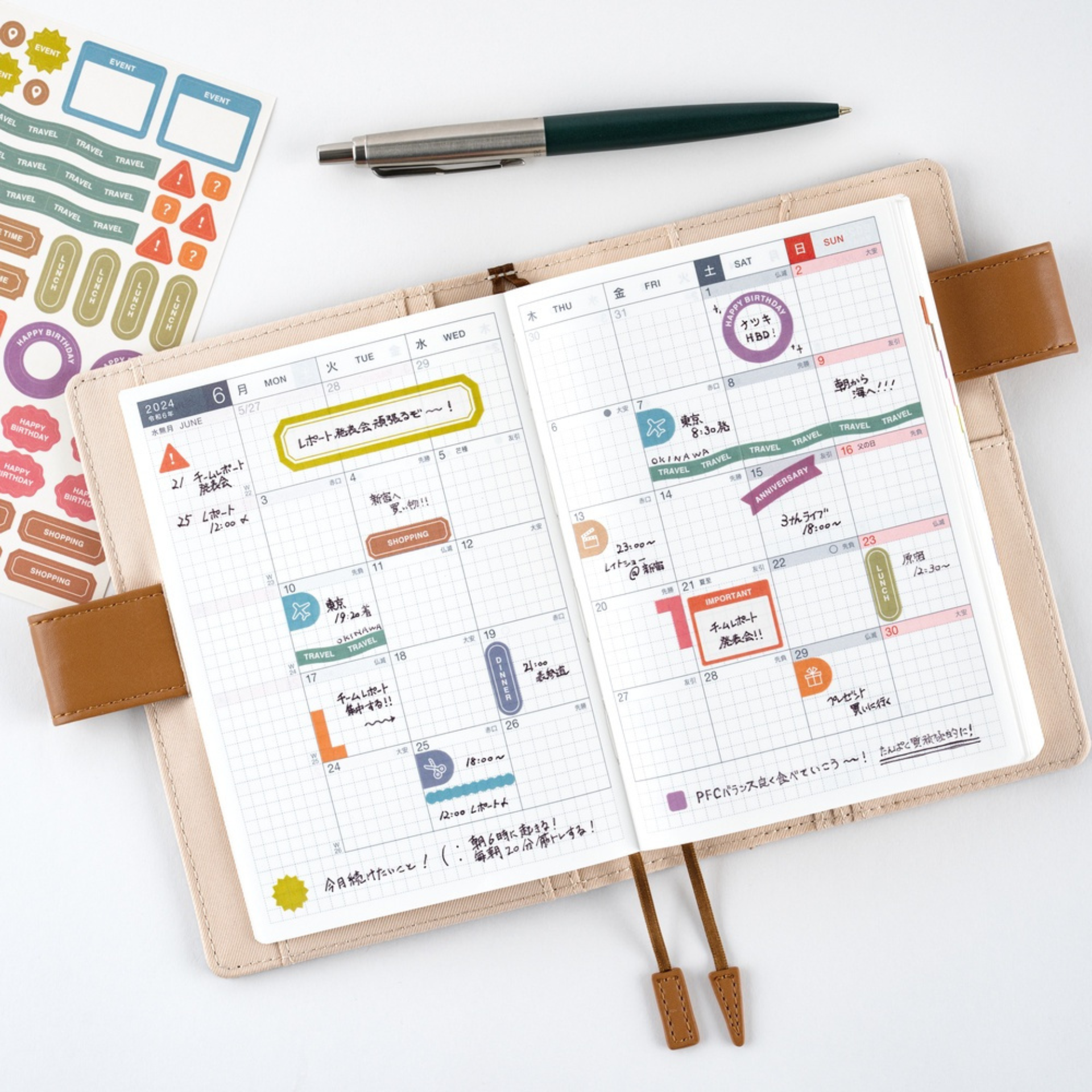 Hobonichi Accessories: TSUKI no IRO: Sticker Set Schedule