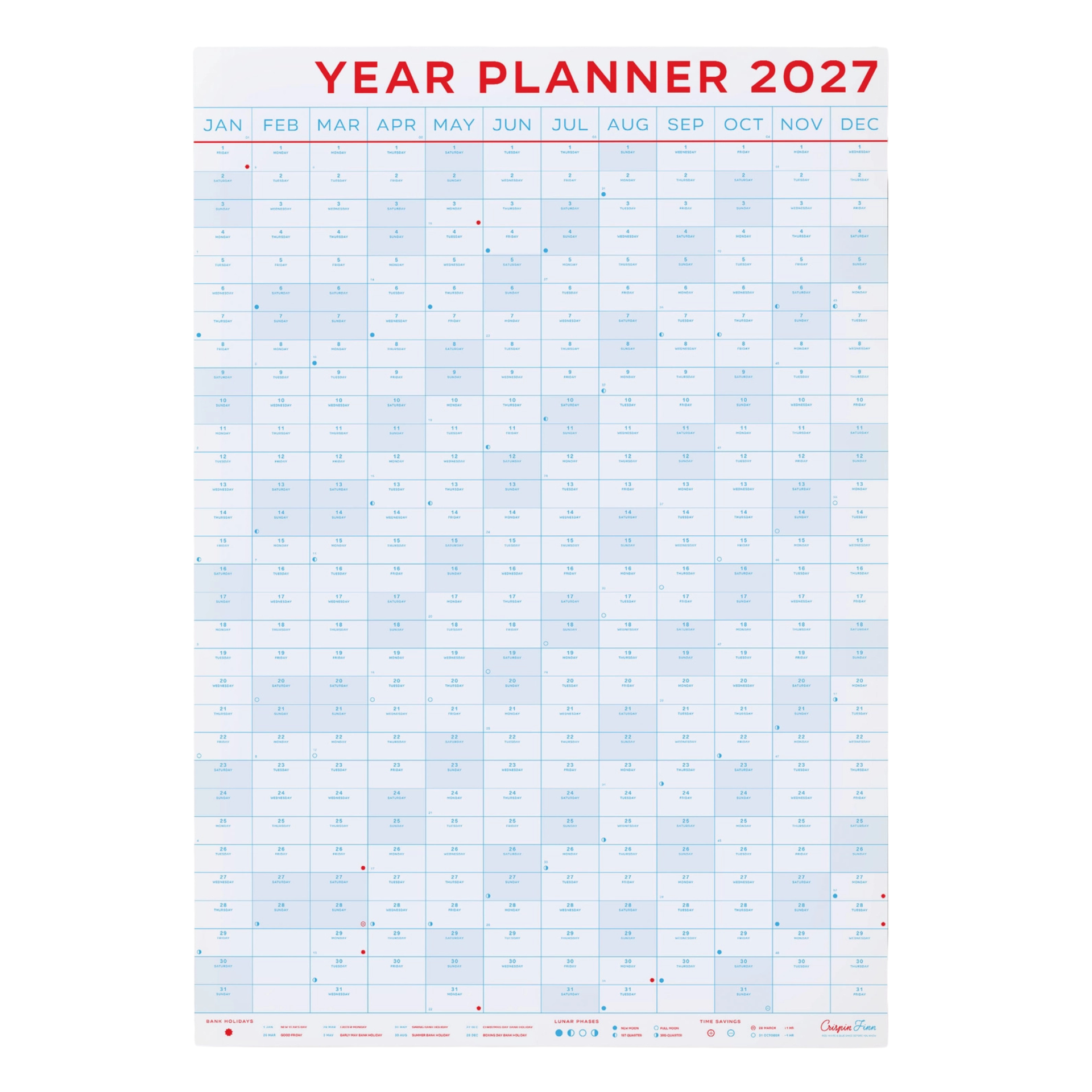 2027 Year Planner - Portrait View