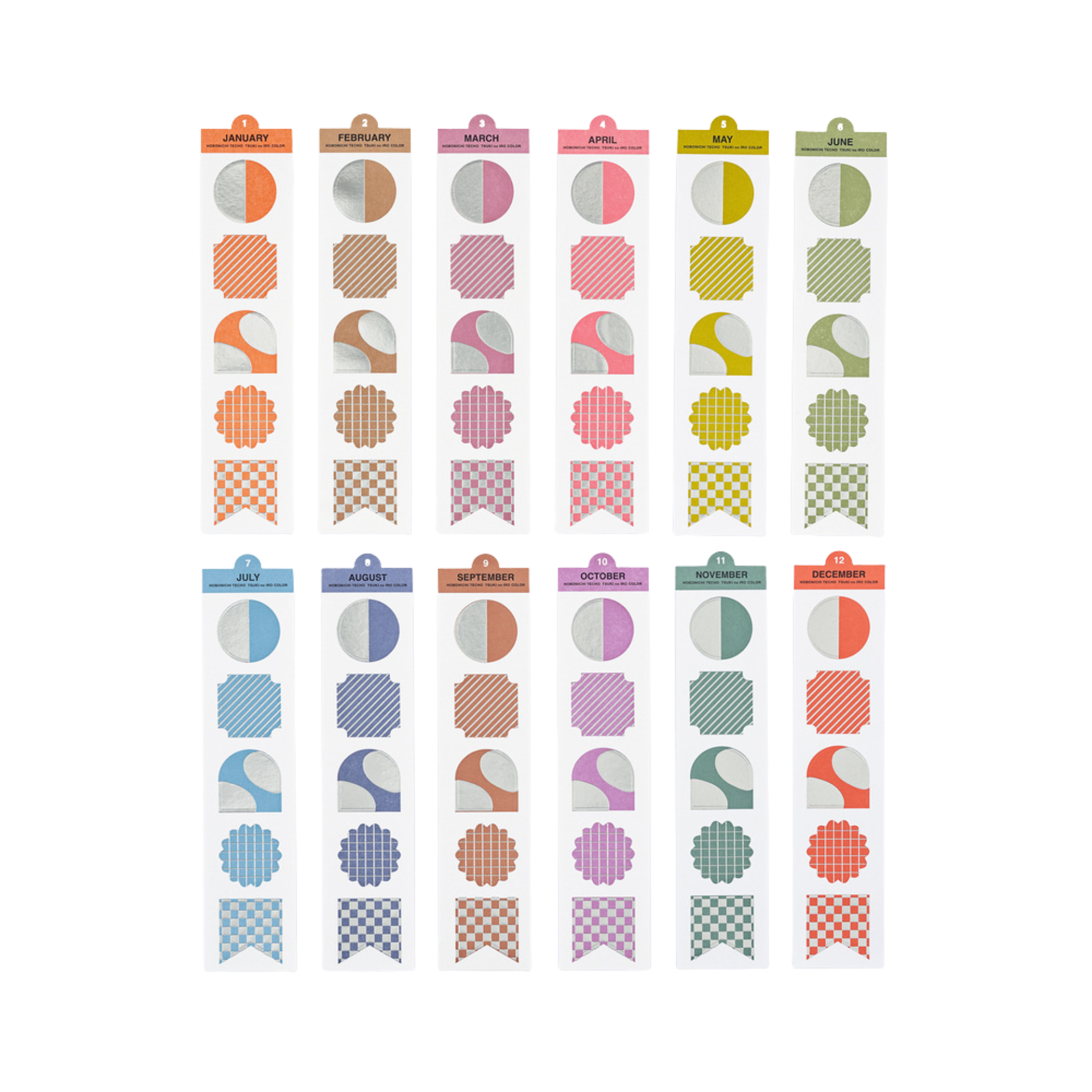 Hobonichi Accessories: TSUKI no IRO: Bookmark-Style Foil-Pressed Stickers