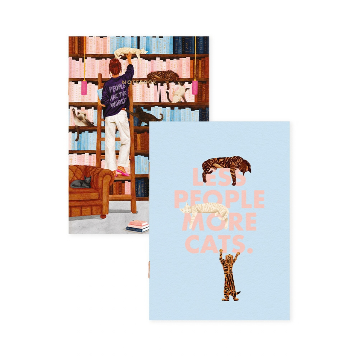 Set di Quaderni Duo Less People More Cats