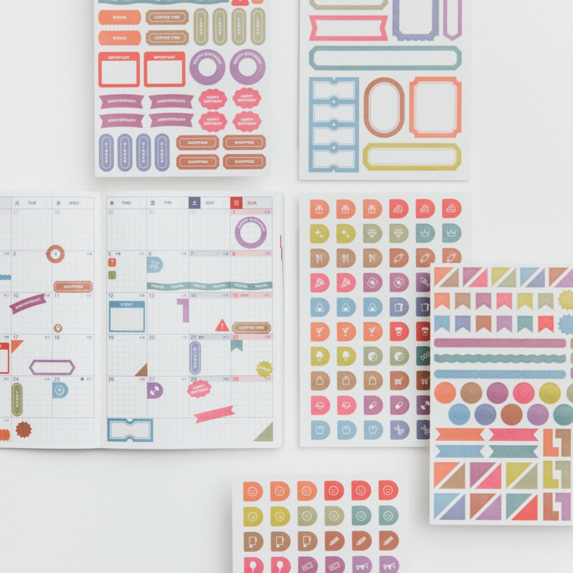 Hobonichi Accessories: TSUKI no IRO: Sticker Set Schedule