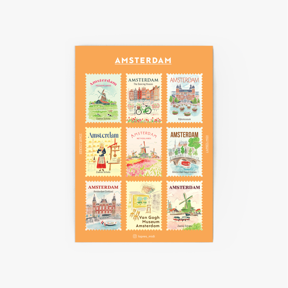 Travel Stamp Stickers - Amsterdam