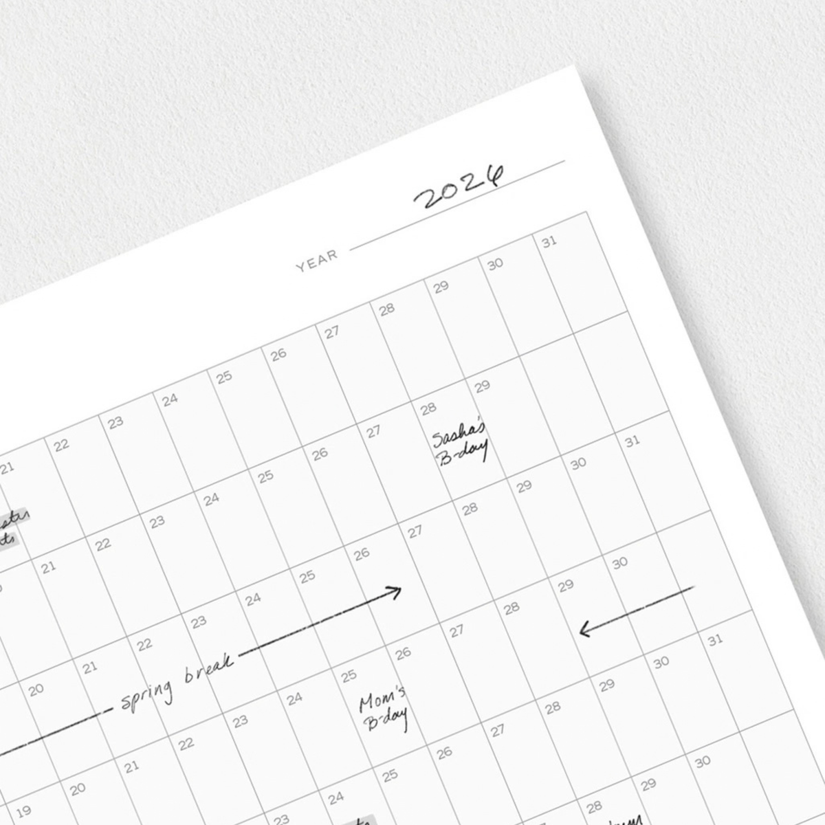 Undated Wall Calendar