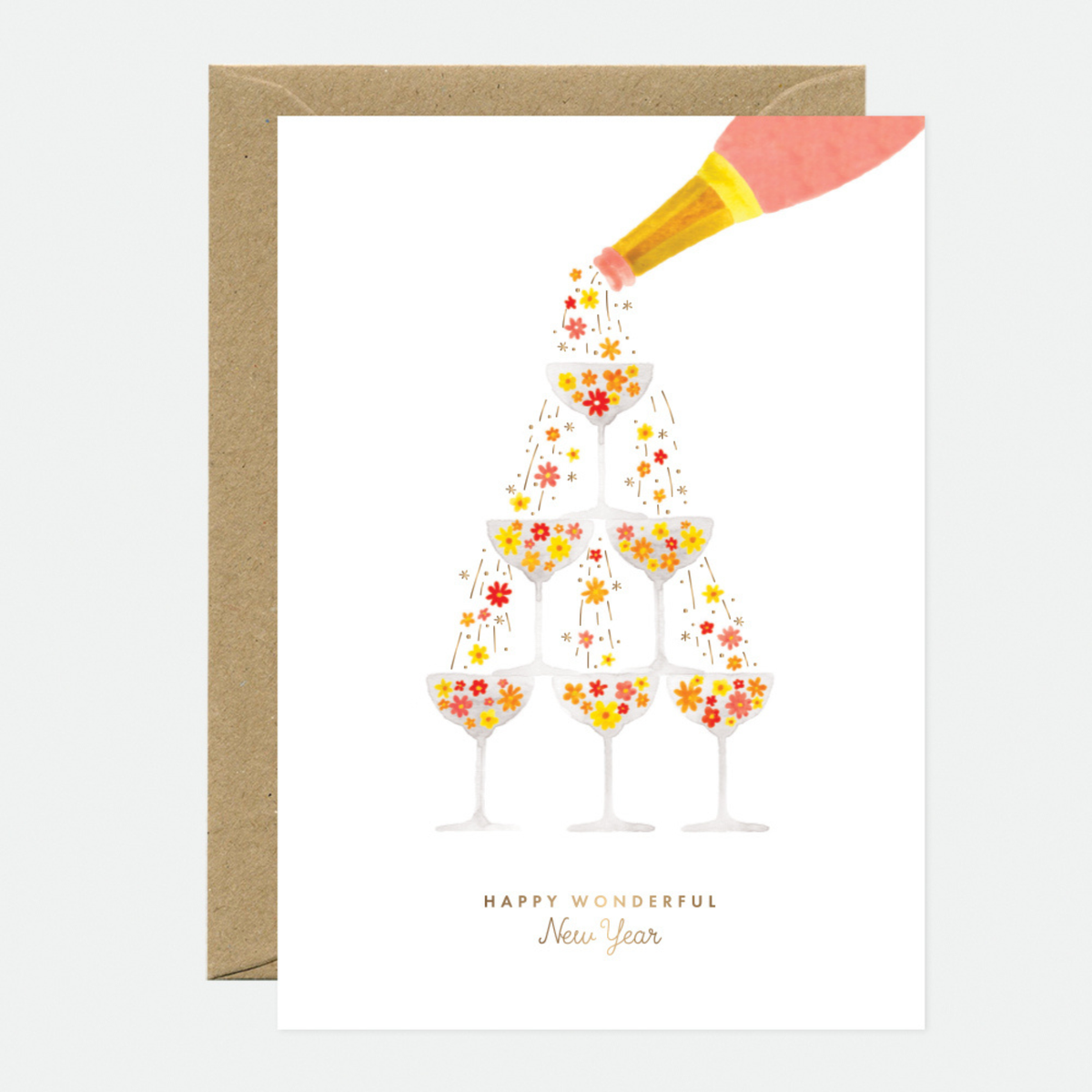 Biglietto Flower Champagne - New Year