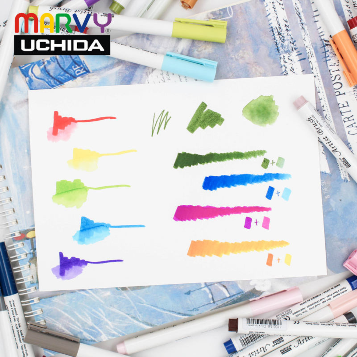 Artist Brush #1100 Marvy Huchida - set 18 colori A