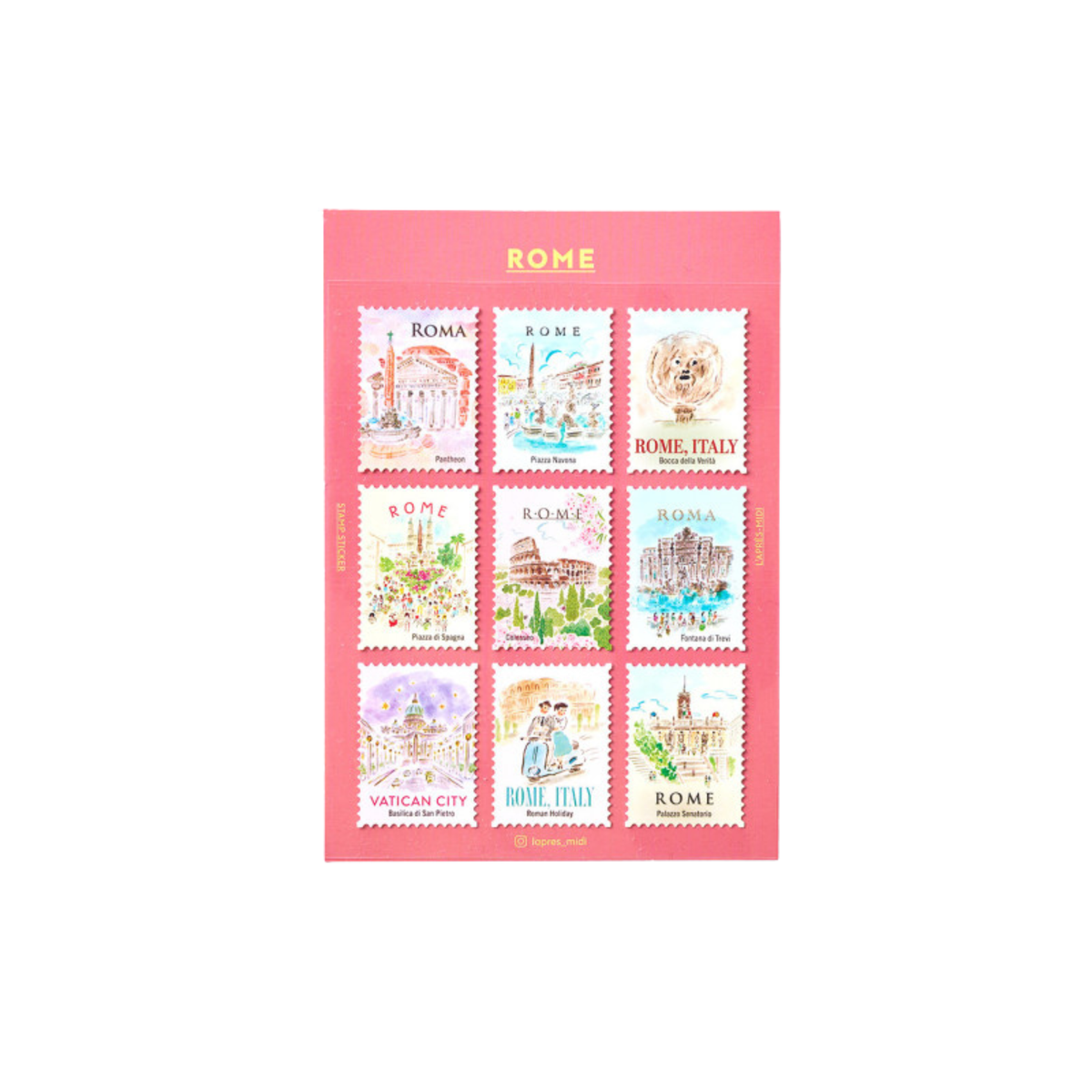 Travel Stamp Stickers - Rome