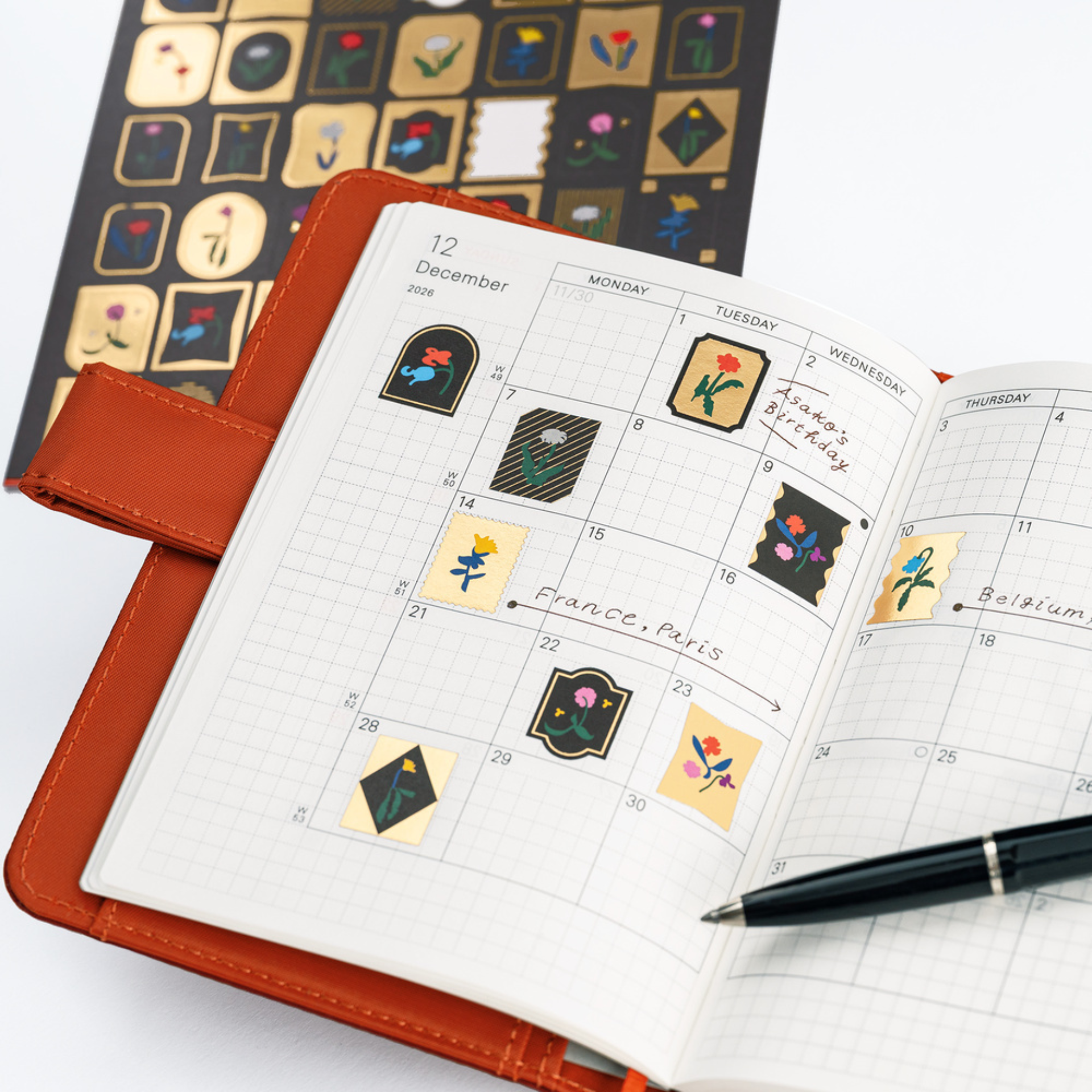 Hobonichi Accessories - Foil-Stamped Stickers (Petit Bloom)