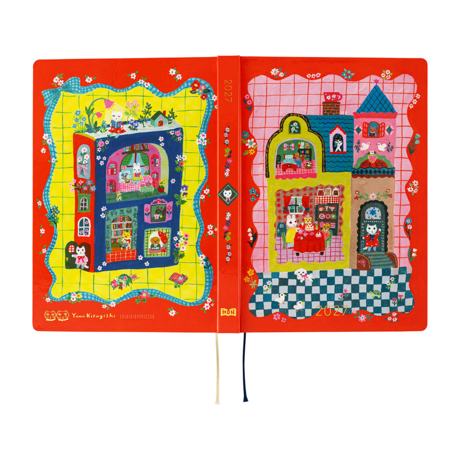 Hobonichi HON A5 2027  - Yumi Kitagishi White Cat and Rabbit's Tea Room