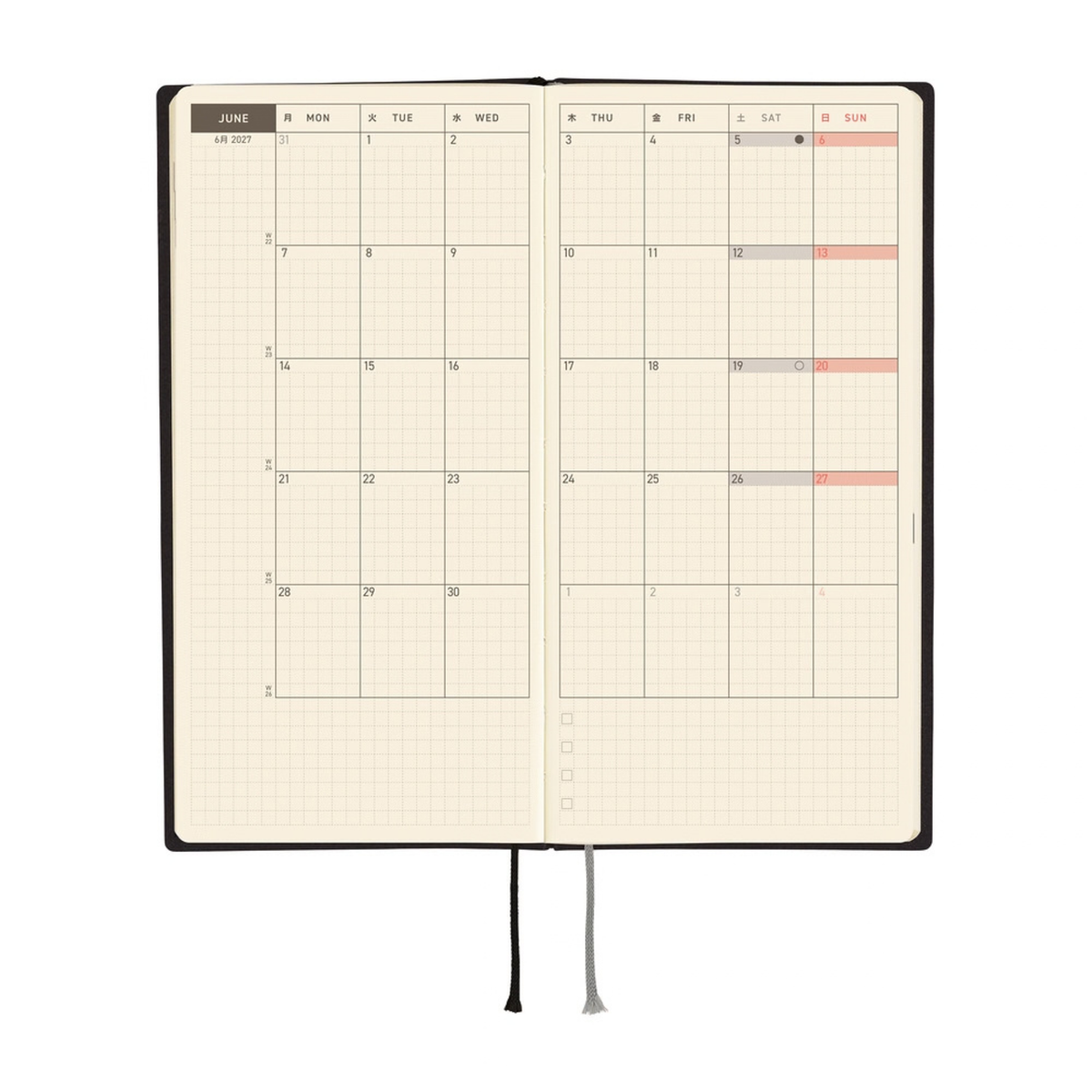 Hobonichi Weeks 2027 - White Line Black