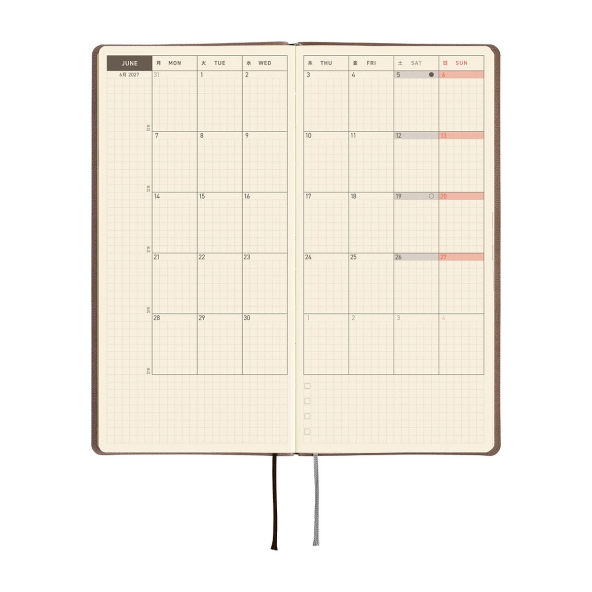 Hobonichi Weeks Smooth 2027 - Café au Lait