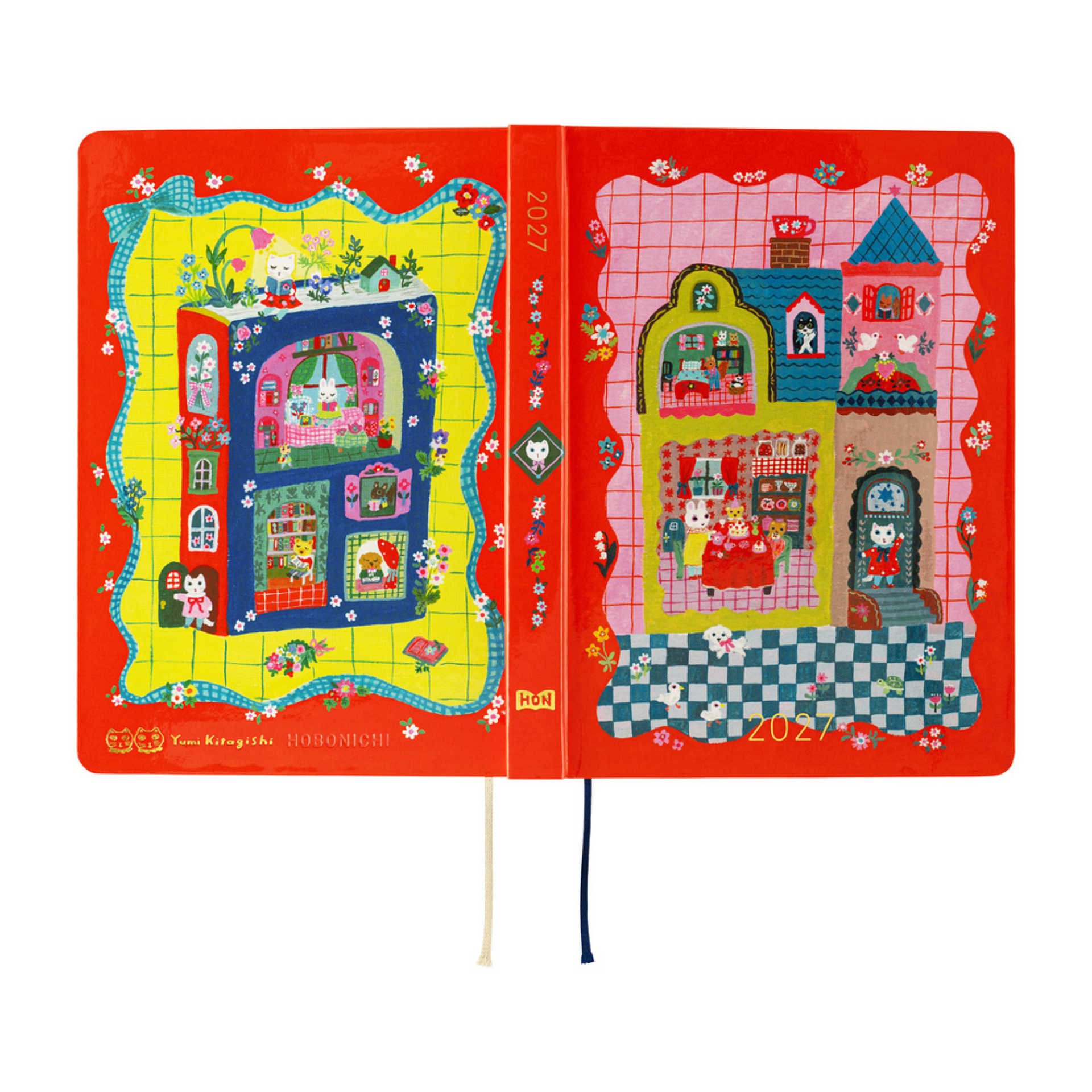 Hobonichi HON A6 2027  - Yumi Kitagishi White Cat and Rabbit's Tea Room