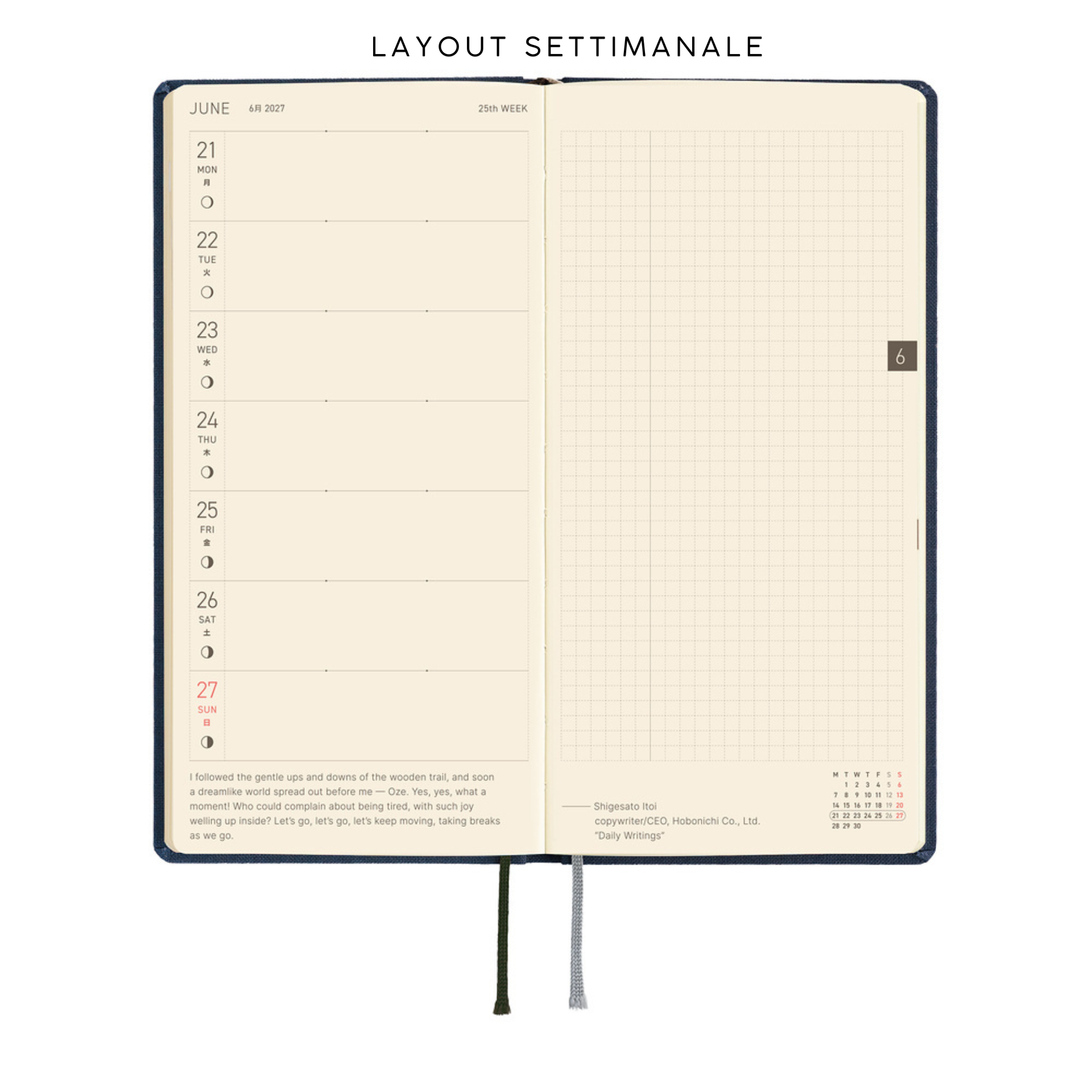 Hobonichi Weeks 2027 - Colors Midnight Blue