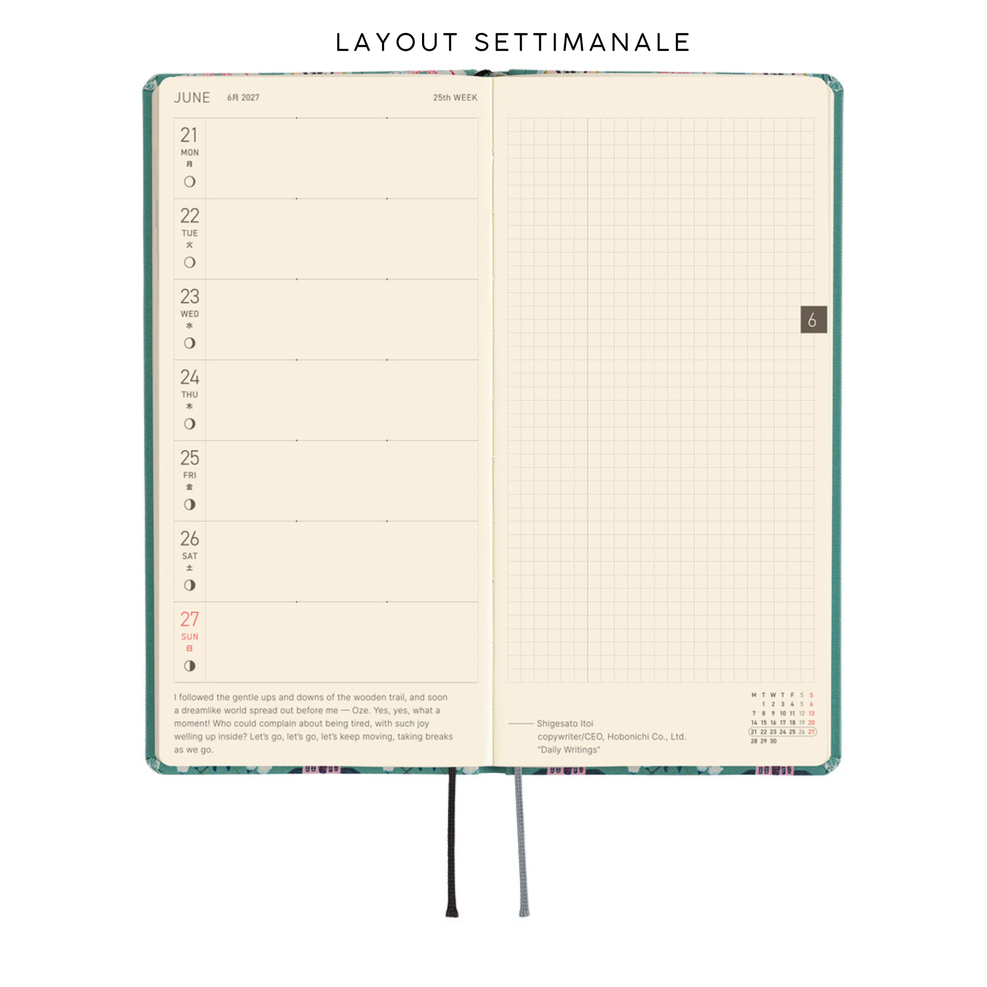 Hobonichi Weeks 2027 - Yumi Kitagishi White Cat Wallpaper