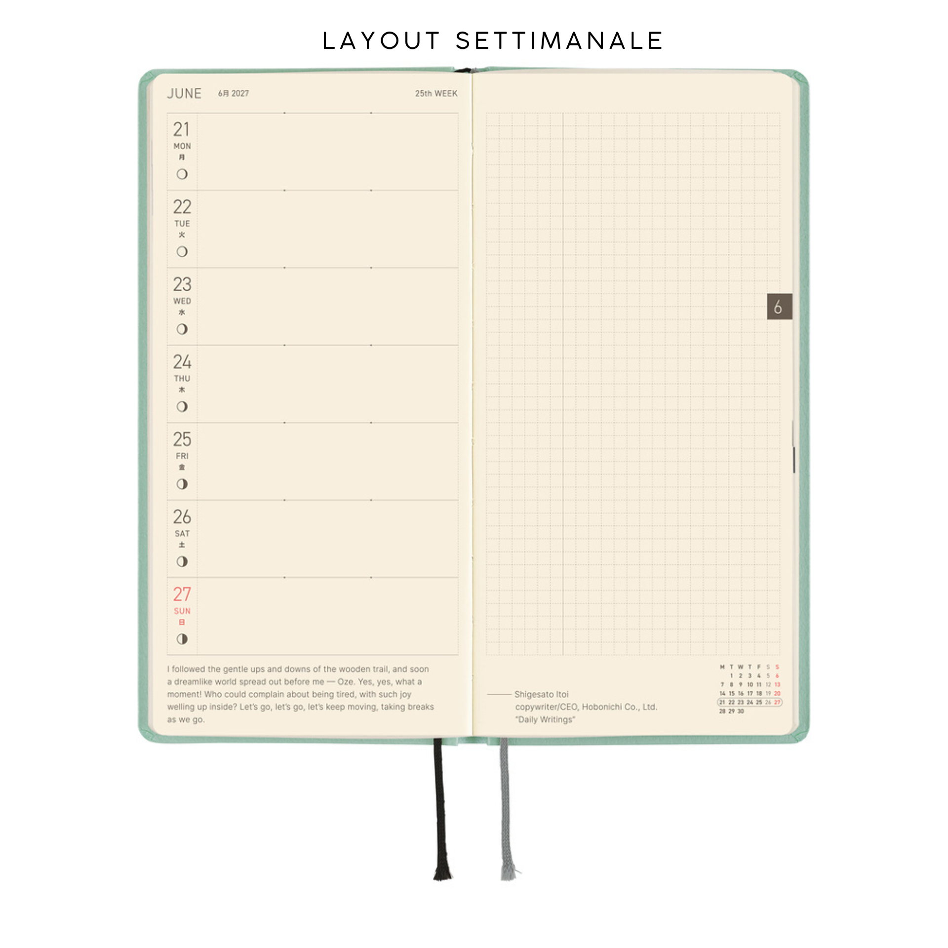Hobonichi Weeks 2027 - Paper Series Frosty Jade