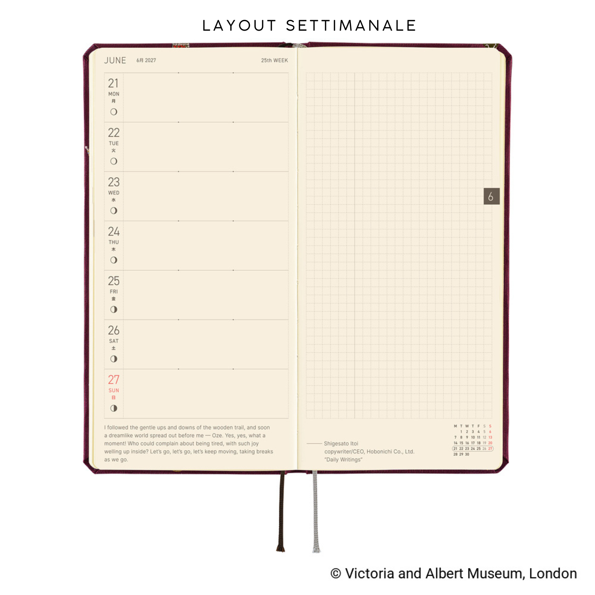 Hobonichi Weeks 2027 - V&A Welcome to the V&A