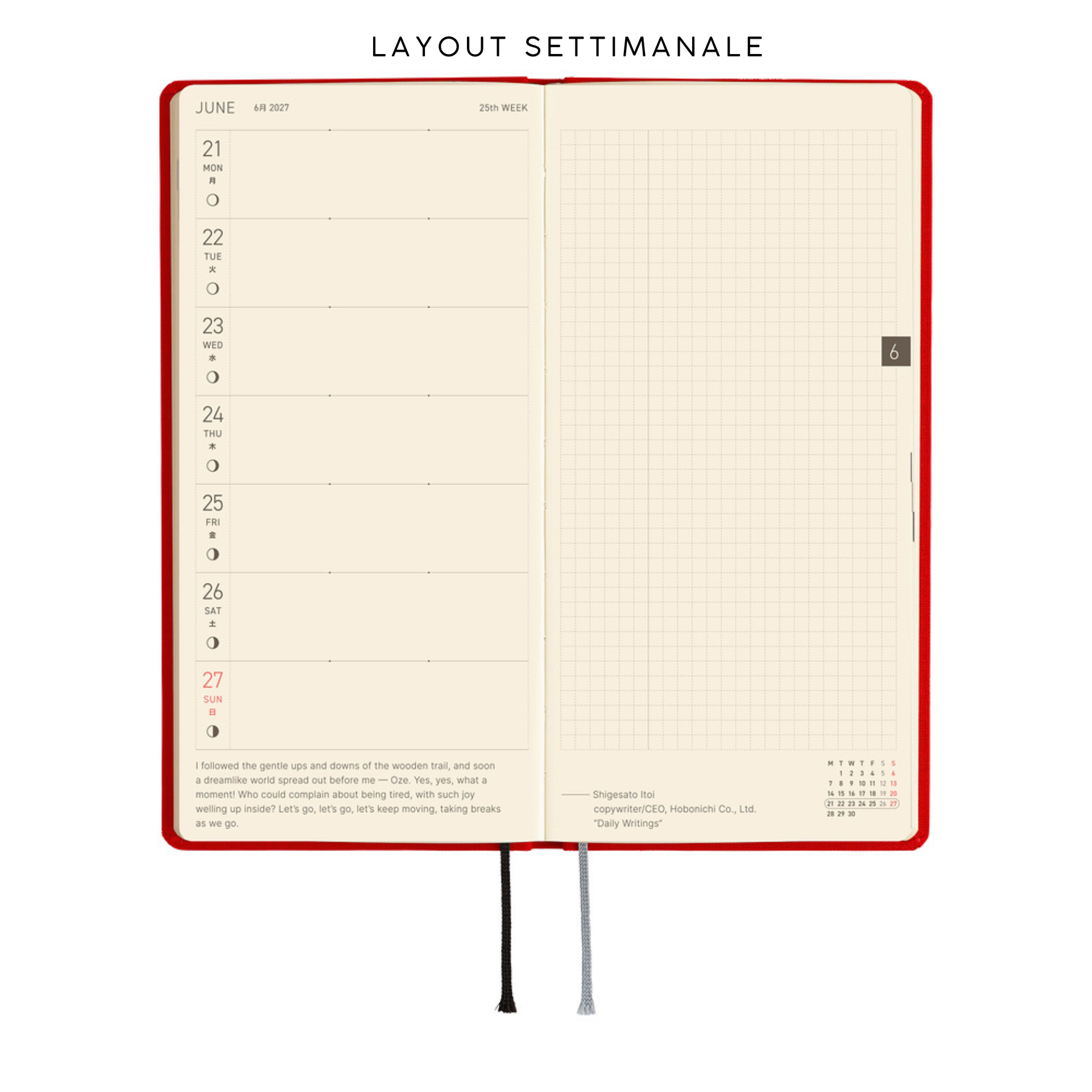 Hobonichi Weeks 2027 - Colors Poppy Red