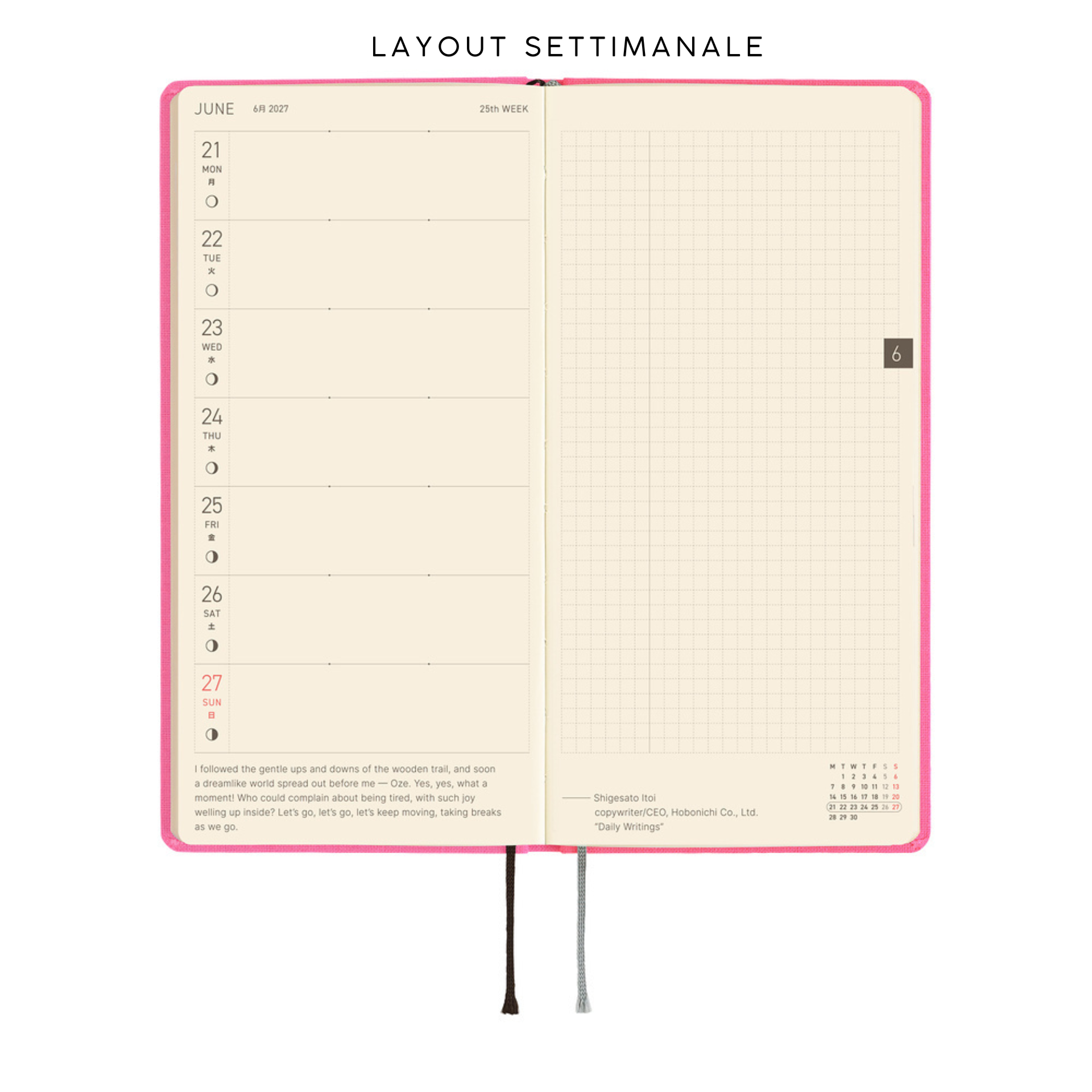 Hobonichi Weeks 2027 - Colors Pink Sapphire