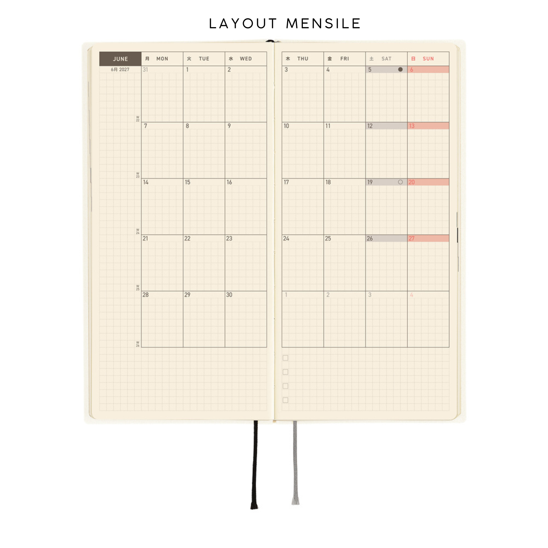 Hobonichi Weeks 2027 - White Line Ivory