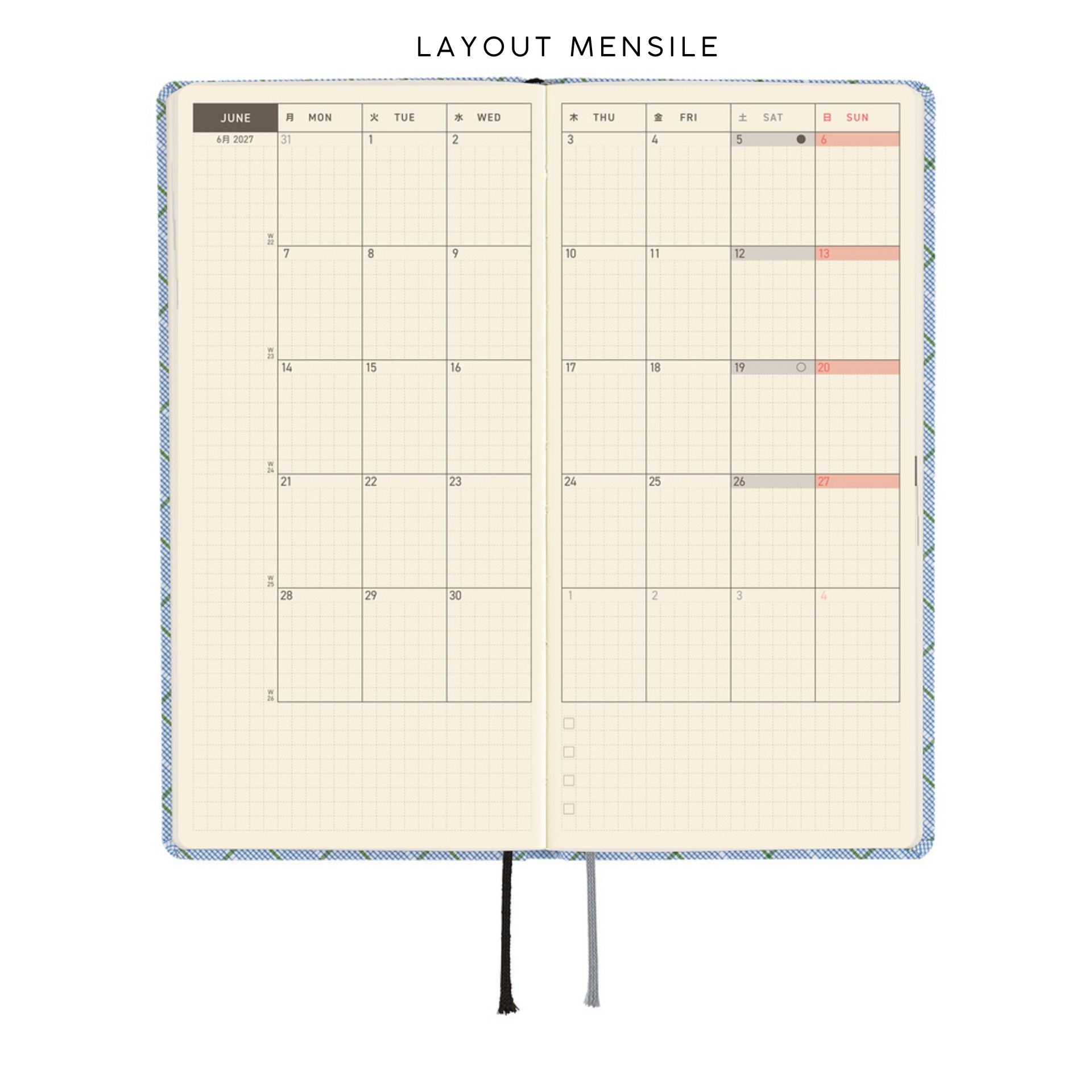 Hobonichi Weeks 2027 - Shirt Fabric Graph Plaid