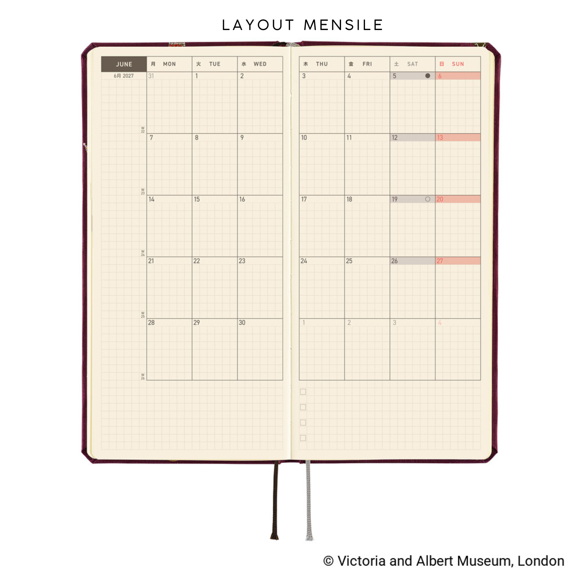Hobonichi Weeks 2027 - V&A Welcome to the V&A