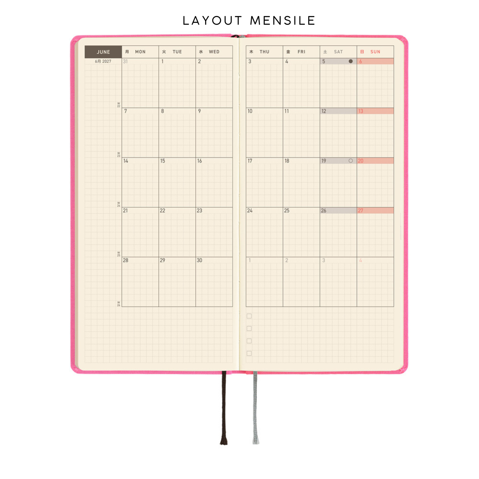 Hobonichi Weeks 2027 - Colors Pink Sapphire