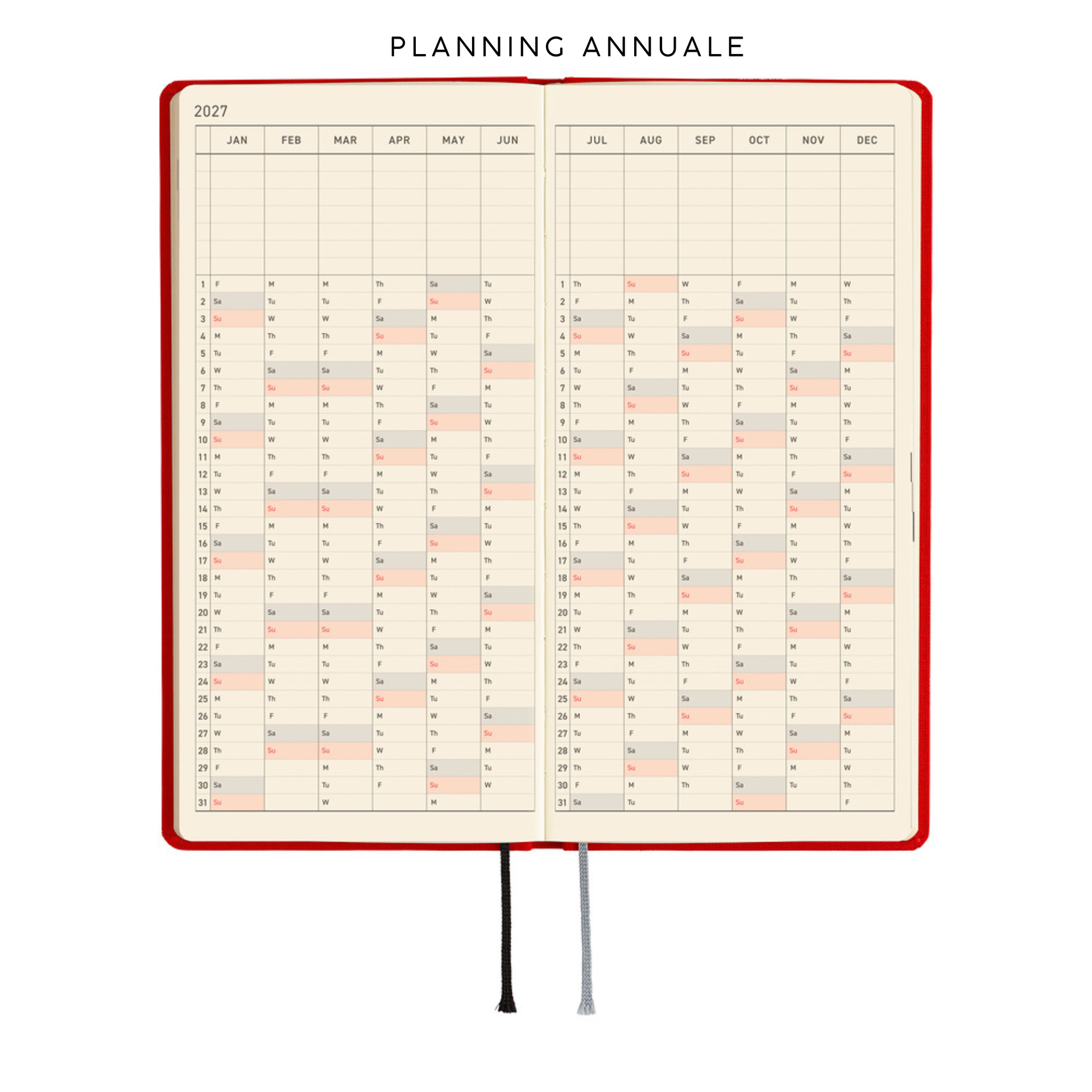 Hobonichi Weeks 2027 - Colors Poppy Red