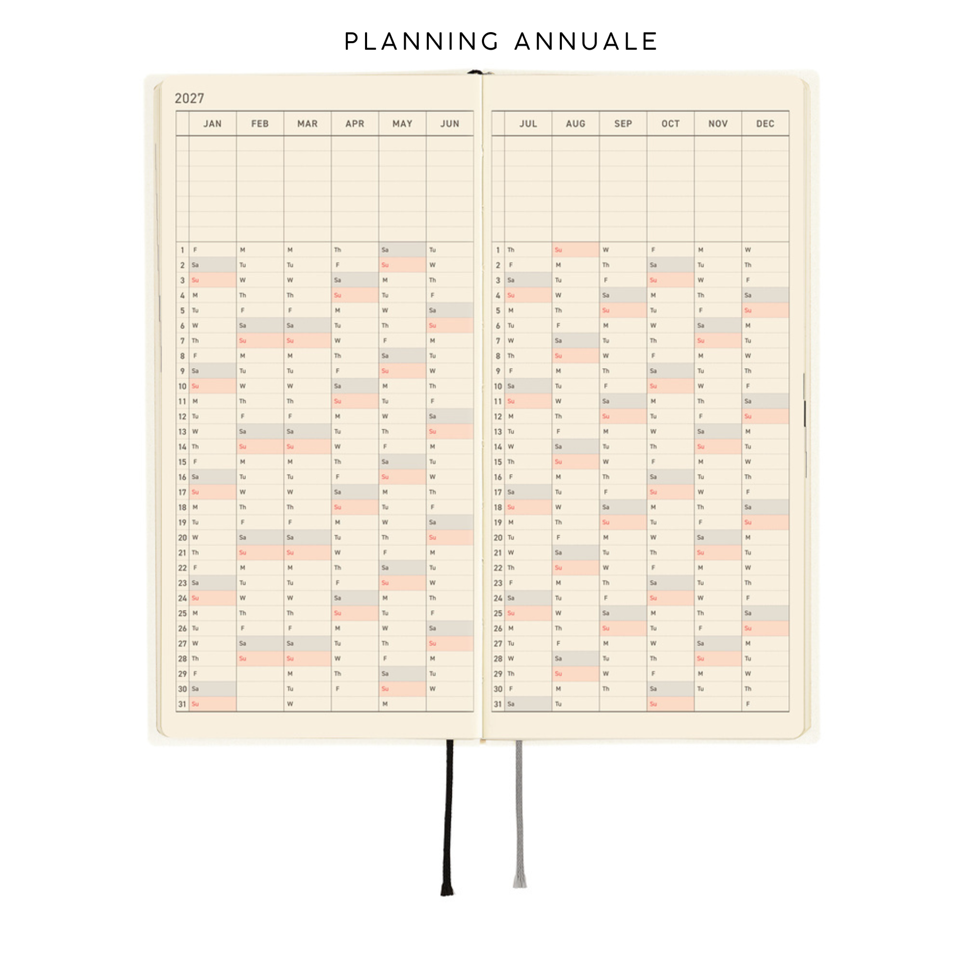 Hobonichi Weeks 2027 - White Line Ivory