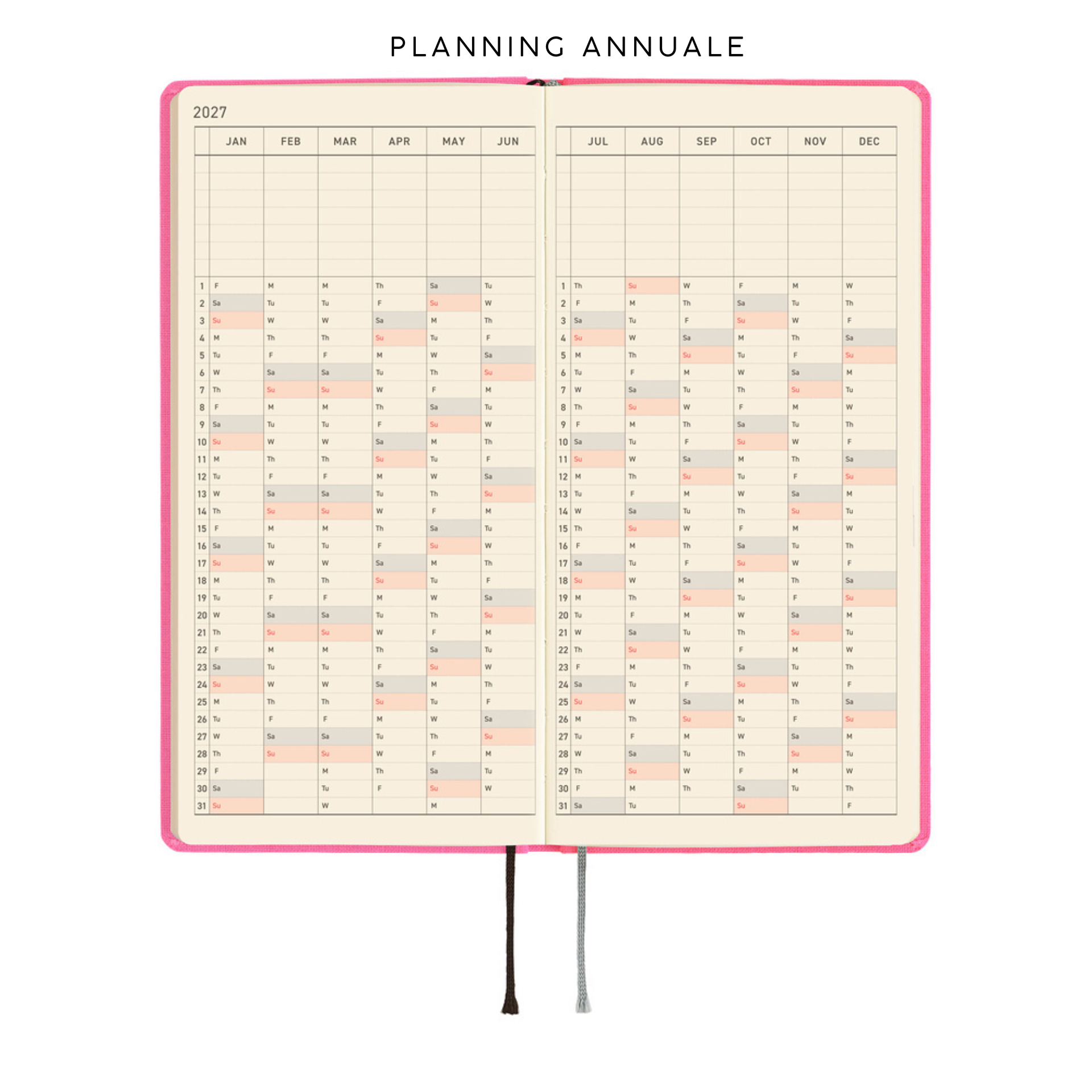 Hobonichi Weeks 2027 - Colors Pink Sapphire