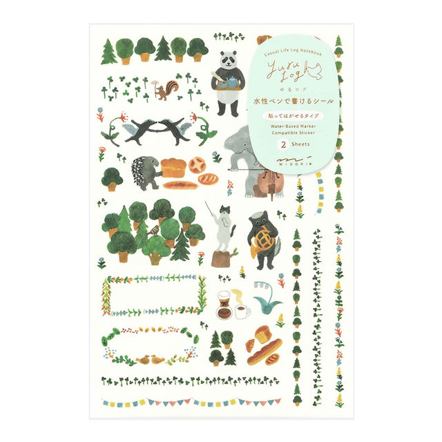 Midori Stickers Yuru Log Forest Animal