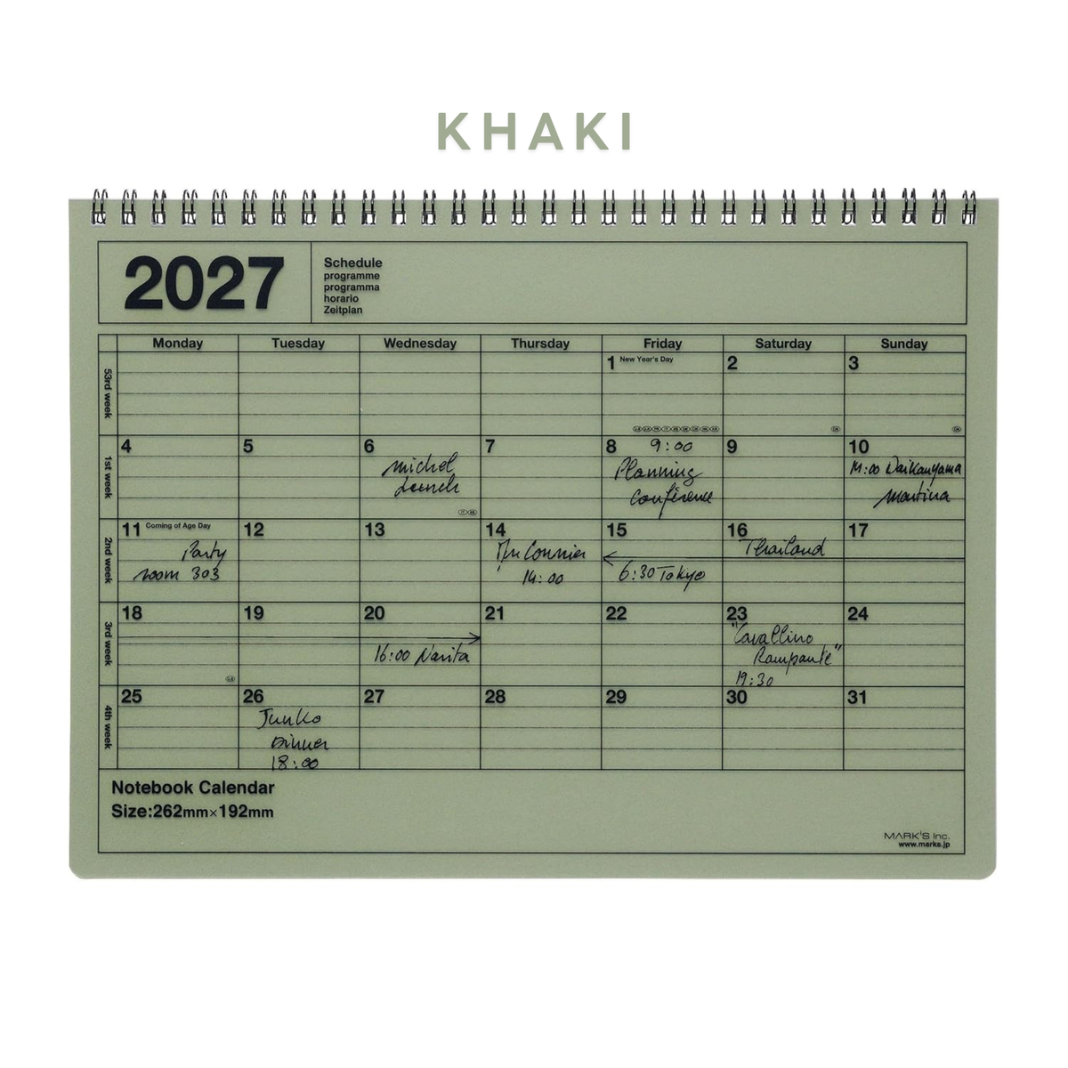 Notebook Calendar 2027