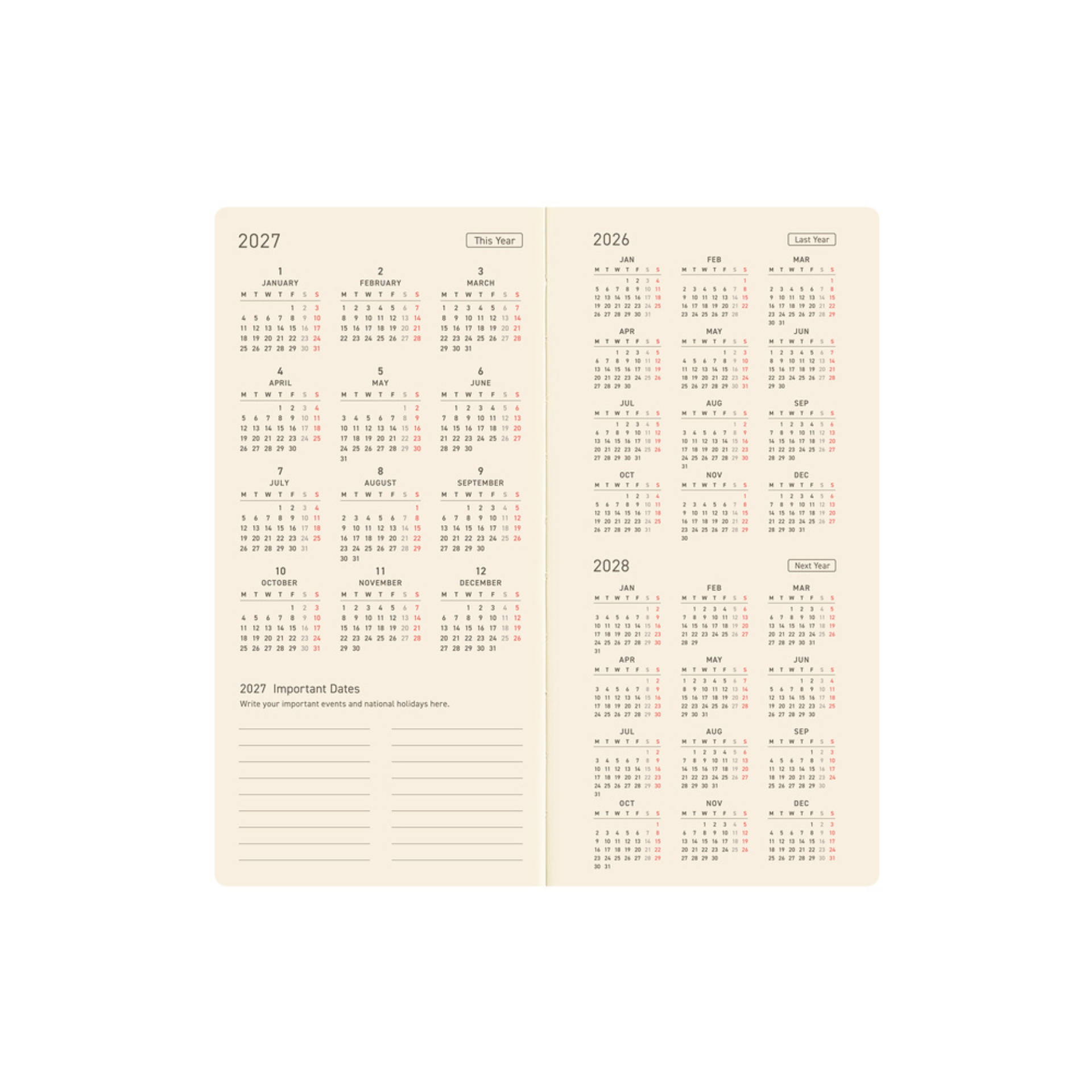 Hobonichi Weeks 2027 - MOTHER: Mr. Saturn Pattern