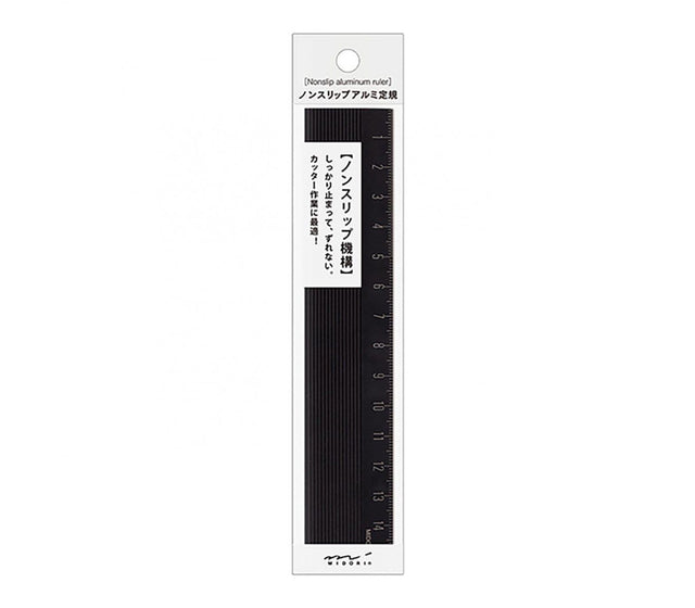 Midori Accessori Aluminium Ruler Non-Slip Black 15 cm