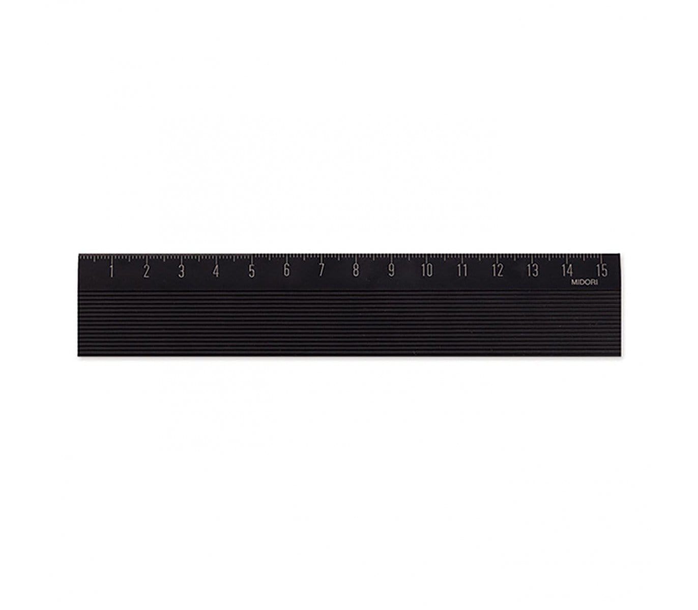 Midori Accessori Aluminium Ruler Non-Slip Black 15 cm