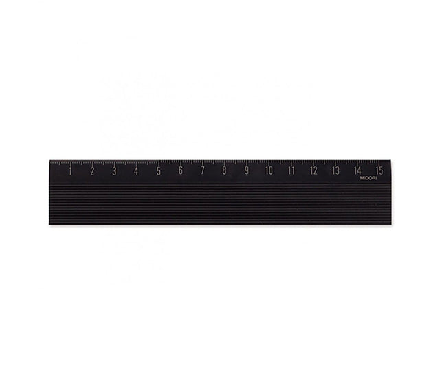 Midori Accessori Aluminium Ruler Non-Slip Black 15 cm