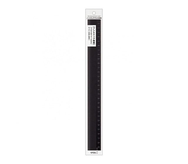 Midori Accessori Aluminium Ruler Non-Slip Black 30 cm